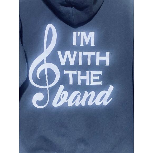 I'm With the Band Hoodie Sweatshirt Black Women's Medium by Gildan - Picture 3 of 9